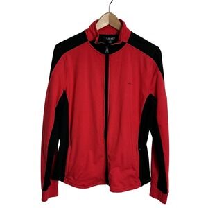 Lauren Ralph Lauren Active Women's XL Preppy Red Black Full Zip Jacket